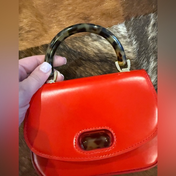 EDIE PARKER Tortoise-detail Leather Mini Bag In Red - Picture 3 of 7